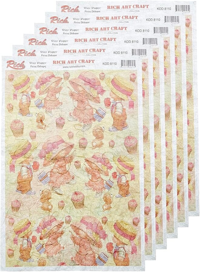 Rich rice paper- boy & girl pattern- pink & yellow